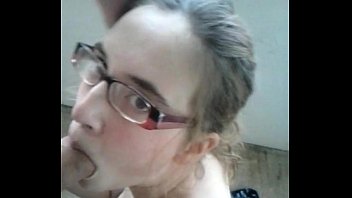 sexy girl in glasses blowjob