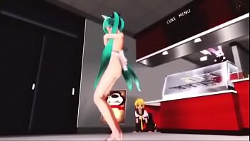 sexy naked apron 3d anime girl.