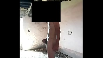 naked boy cum in an abandoned.