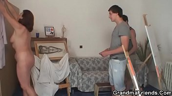 old granny swallows two cocks