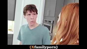 ginger mom fucked by son while cleaning the.