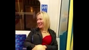 blonde flashing pussy on london train