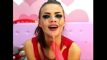 cam girl face fucks and gags her self hard