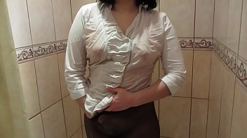 girl in a white blouse, in black pantyhose.
