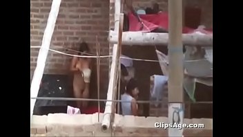 indian girl naked outdoor bath