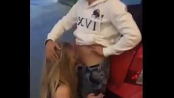 very slutty blonde sucking cock at a gas station