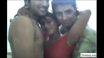 young girl having fun with two boy friends.